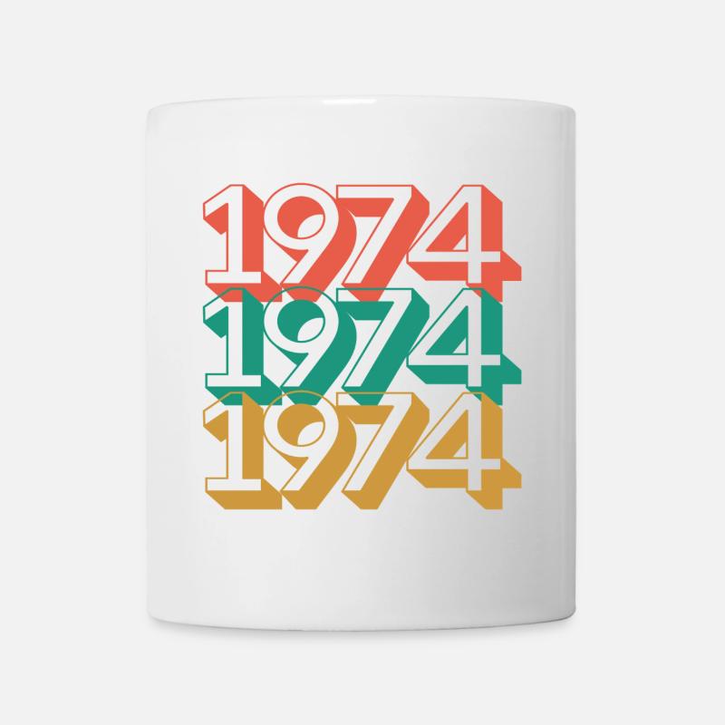 Retro 1974 Farbblock Muster - Tasse - Weiß