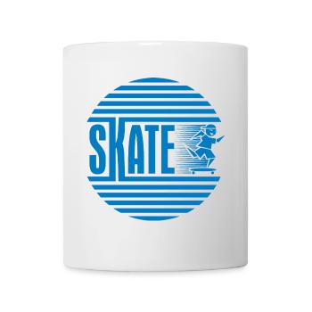 Patinage rétro rétro circulaire bleu - Mug blanc - blanc - Devant