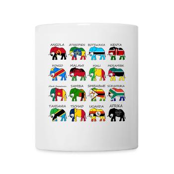 ELEPHANTS OF AFRICA with flags - Mug - white - Front