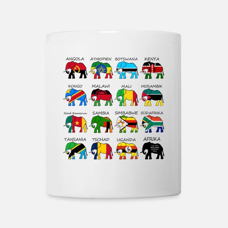 ELEPHANTS OF AFRICA with flags - Mug - white