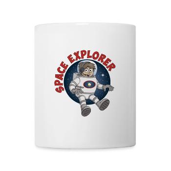 "Space Explorer" Astronaut auf rundem Hintergrund. - Tasse - Weiß - Vorne