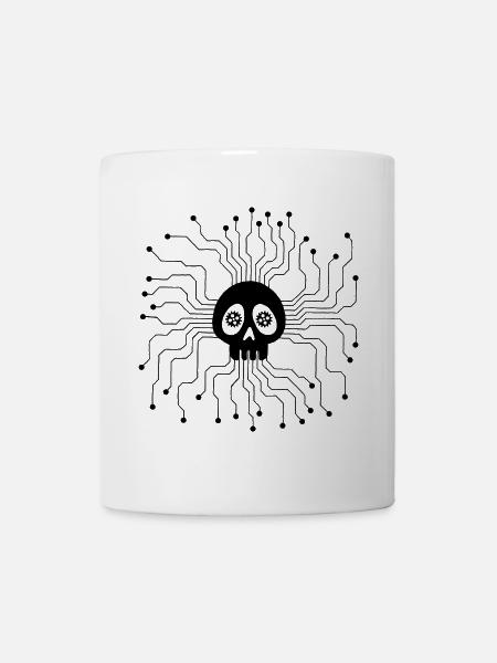 Tête de mort microprocesseur noir - Mug blanc - blanc