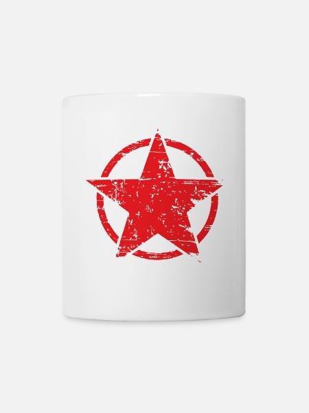 rote Sterne - Tasse - Weiß