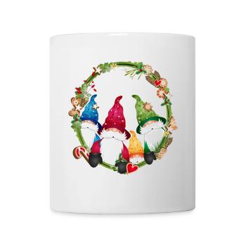 little elf family in a Christmas frame - Mug - white - Front
