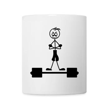 Weight training with hands over each other logo - Mug - white - Front