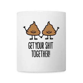 Obtenez votre merde ensemble, bande dessinée émoticône de merde - Mug blanc - blanc - Devant