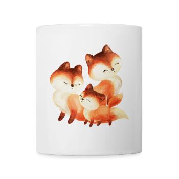 Red Fox Family Watercolor Painting - Mug - white - Front