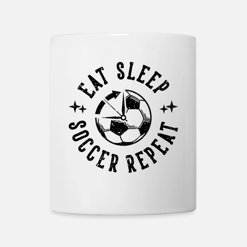 Fußball Eat Sleep Soccer Repeat Vintage Geschenk - Tasse - Weiß