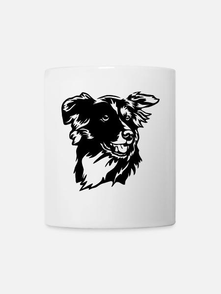 Border Collie Kopf - Tasse - Weiß