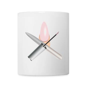 Fingernail manicure with nail file and nail polish - Mug - white - Front