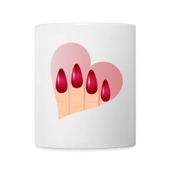 Maniküre mit Liebe - Herz mit roten Fingernägel - Tasse - Weiß - Vorne