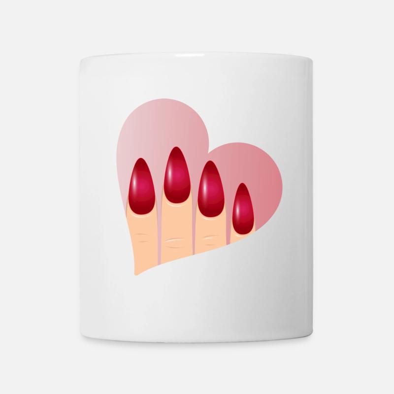 Maniküre mit Liebe - Herz mit roten Fingernägel - Tasse - Weiß
