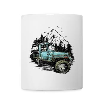 Blue Jeep Offroad Illustration - Mug - white - Front