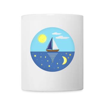 SAILBOAT BOAT SEA SUN MOON STARS GIFT IDEA - Mug - white - Front