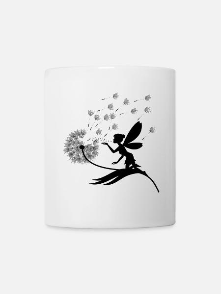 Schmetterlingdesign Pusteblumen Wiese Herzen Feen - Tasse - Weiß
