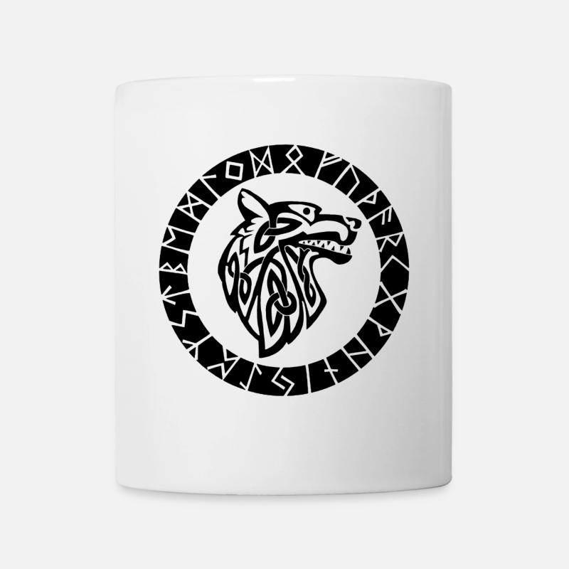 Wikinger-Emblem des schwarzen Wolfes - Tasse - Weiß