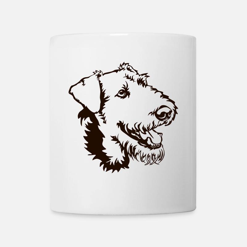 Airedale Terrier Kopf - Tasse - Weiß
