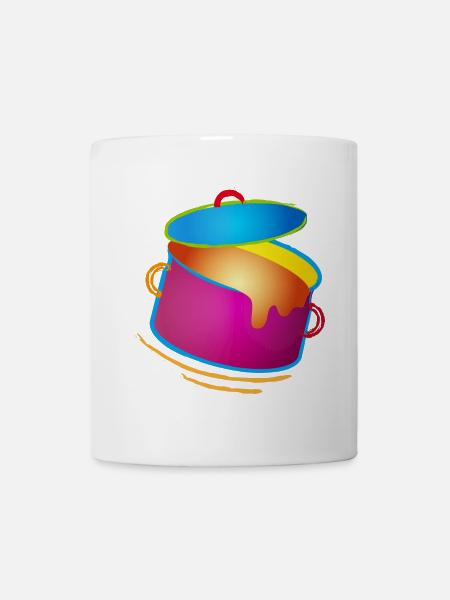 knallig bunter Kochtopf mit Deckel - Tasse - Weiß