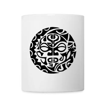 Tête de mort polynésienne noire - Mug blanc - blanc - Devant