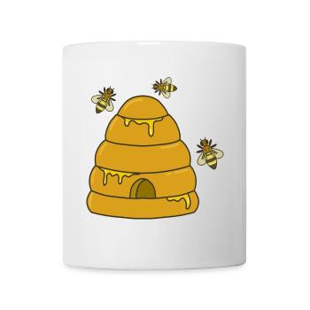 abeilles ruche miel - Mug blanc - blanc - Devant