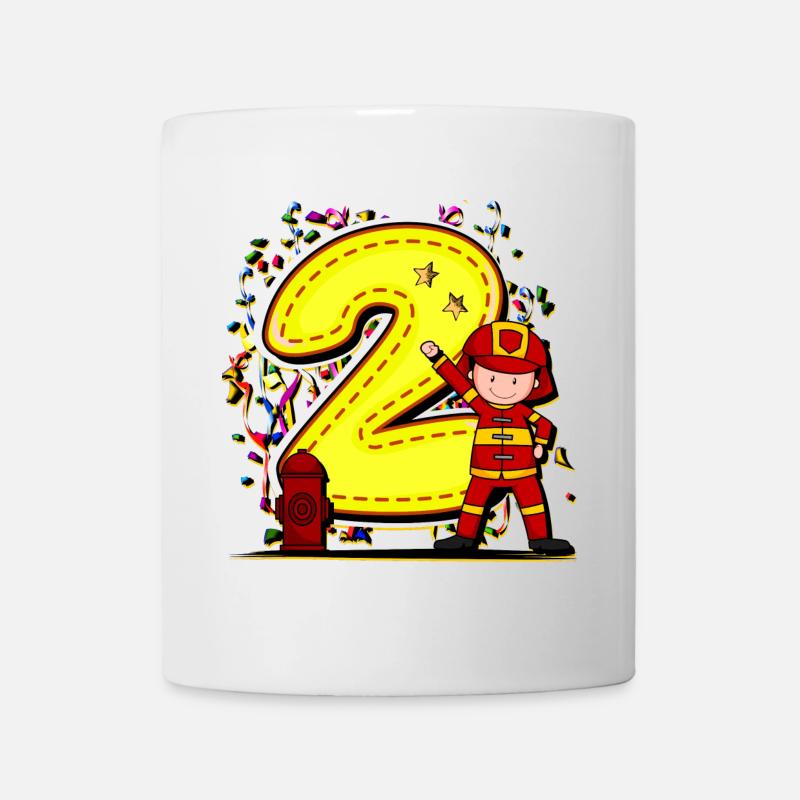 2. Kindergeburtstag - 2 Jahre alt - Feuerwehr - Tasse - Weiß