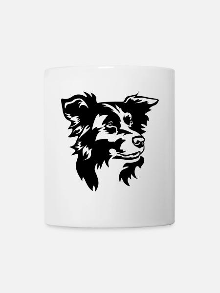 Border Collie Head - Mug - white