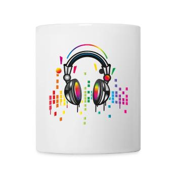 Casque avec dessin d’égaliseur coloré - Mug blanc - blanc - Devant