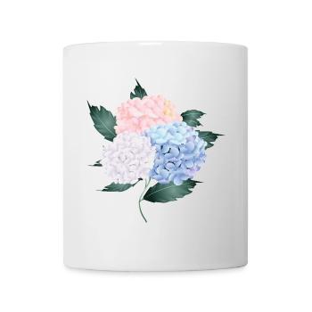 lush hydrangeas bouquet of three flowers - Mug - white - Front