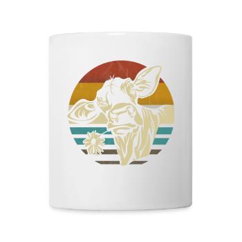 Kuh Kühe Rinder Kälber Kalb Bullen retro vintage - Tasse - Weiß - Vorne