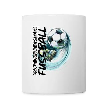 Dynamischer Fußball und Fußballschuh - Tasse - Weiß - Vorne