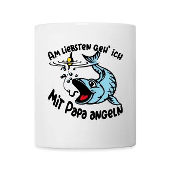 Angeln mit Papa ist das größte Glück - Tasse - Weiß - Vorne