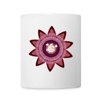 Kunstvolle Blüte einer roten Passionsblume - Tasse - Weiß - Vorne