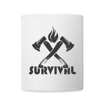 survival icon axe fire lumberjack logo icon - Mug - white - Front