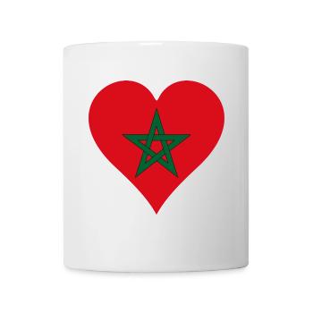 Marokko Flagge Herz - Tasse - Weiß - Vorne