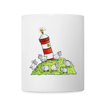 Phare et moutons sur l’île de la mer du Nord - Mug blanc - blanc - Devant