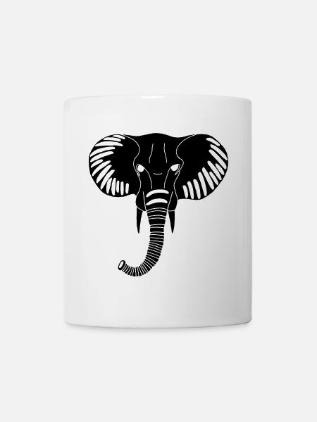 Tête d'éléphant noir - Mug blanc - blanc