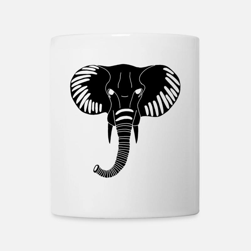 Tête d'éléphant noir - Mug blanc - blanc