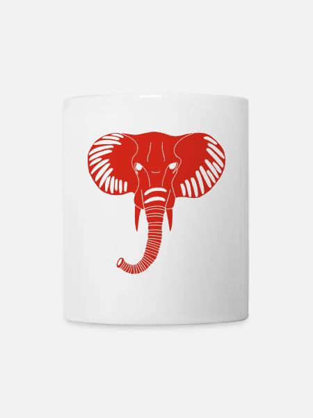 Tête d'éléphant rouge - Mug blanc - blanc