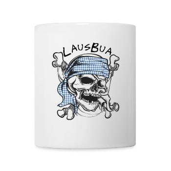Schädel mit blau-weißem Bayern Bandana - Tasse - Weiß - Vorne