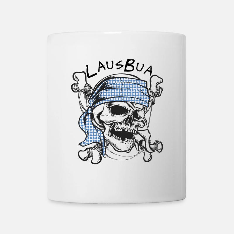 Schädel mit blau-weißem Bayern Bandana - Tasse - Weiß