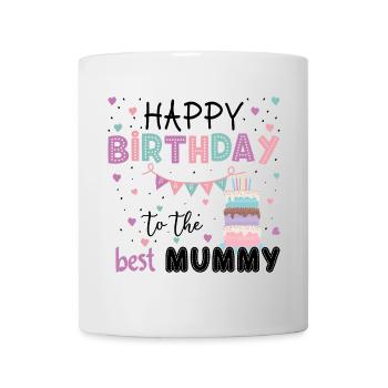 Pastel Birthday Cake & Bunting Design - Mug - white - Front