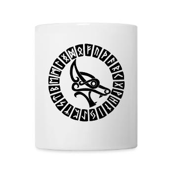 Black wolf and Viking runes - Mug - white - Front