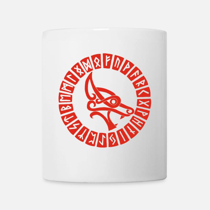 Loup rouge et runes vikings - Mug blanc - blanc