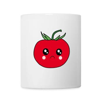 Funny Tomato Food Design with Sad Face - Mug - white - Front