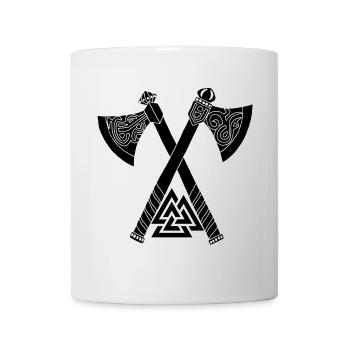 Haches et symbole viking noir - Mug blanc - blanc - Devant