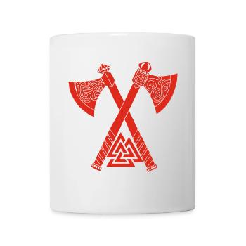 Haches et symbole viking rouge - Mug blanc - blanc - Devant