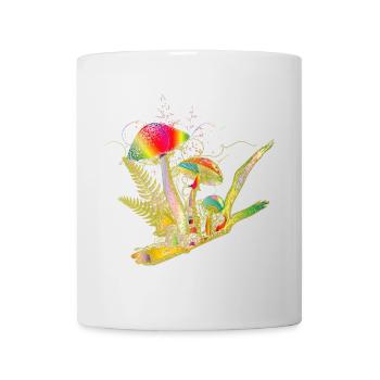 bunte Komposition Waldpilze,Gräser und Ast - Tasse - Weiß - Vorne