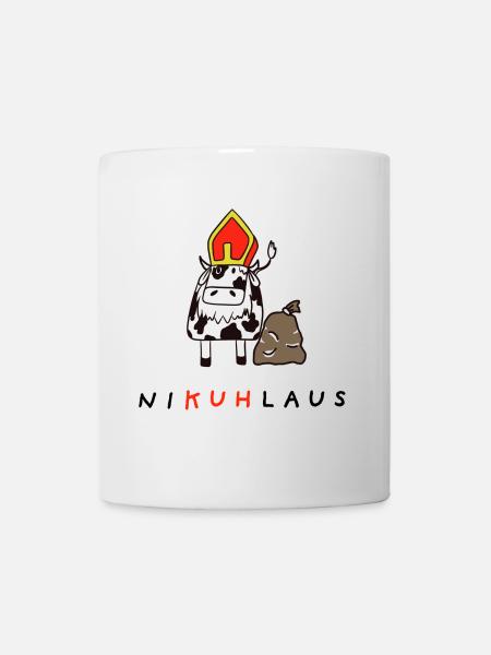 NiKUHlaus - Nikolaus, Kuh, Illustration - Tasse - Weiß