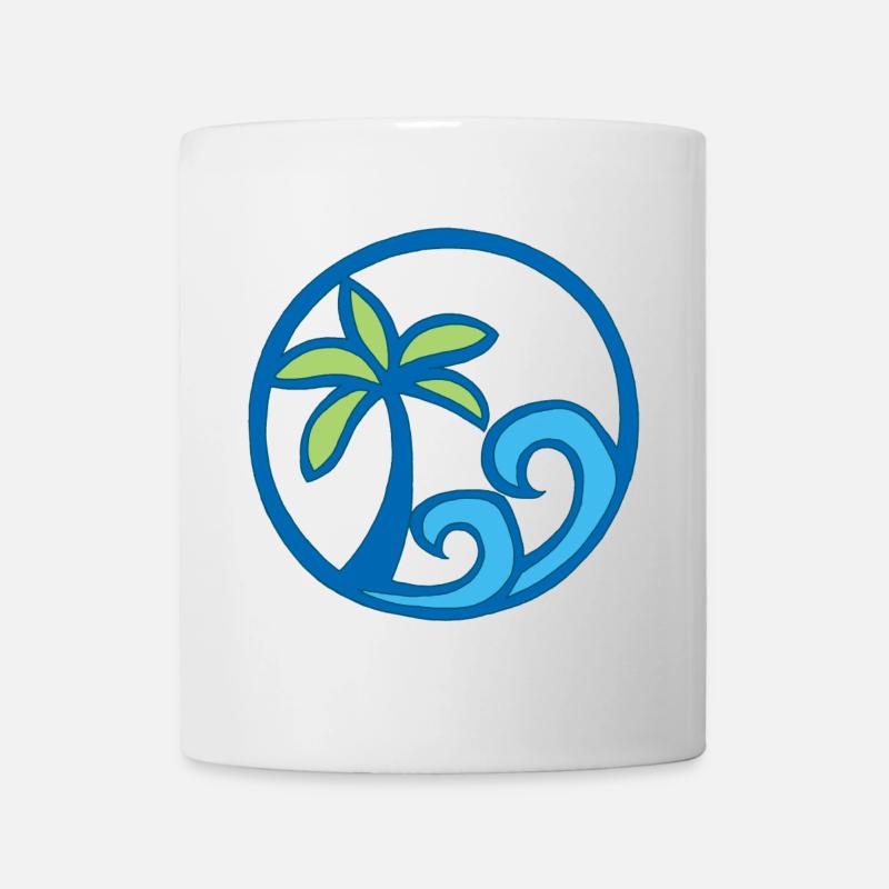 Vagues et palmier - Mug blanc - blanc