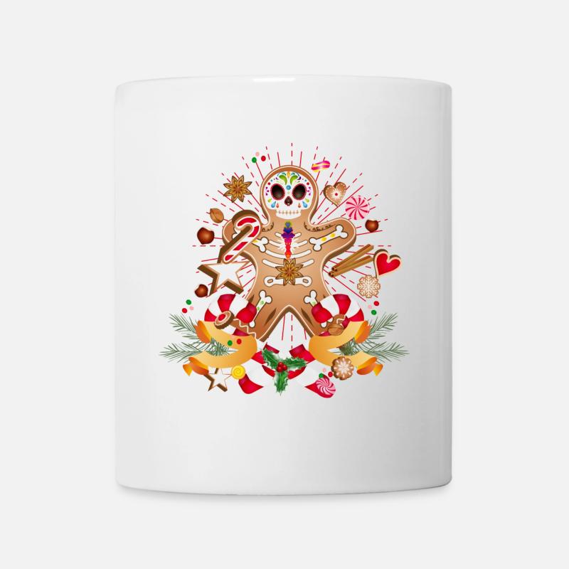 Gingerbread Man Sugar Skull Style for Christmas - Mug - white